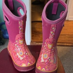 Bogs Kids' Pink Floral Rain Boots